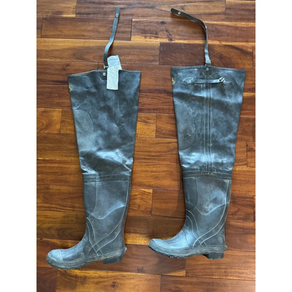 Pro Line Hip Waders Men 13 Black Good Waterproof B501 Steel Shank Fishing Boots